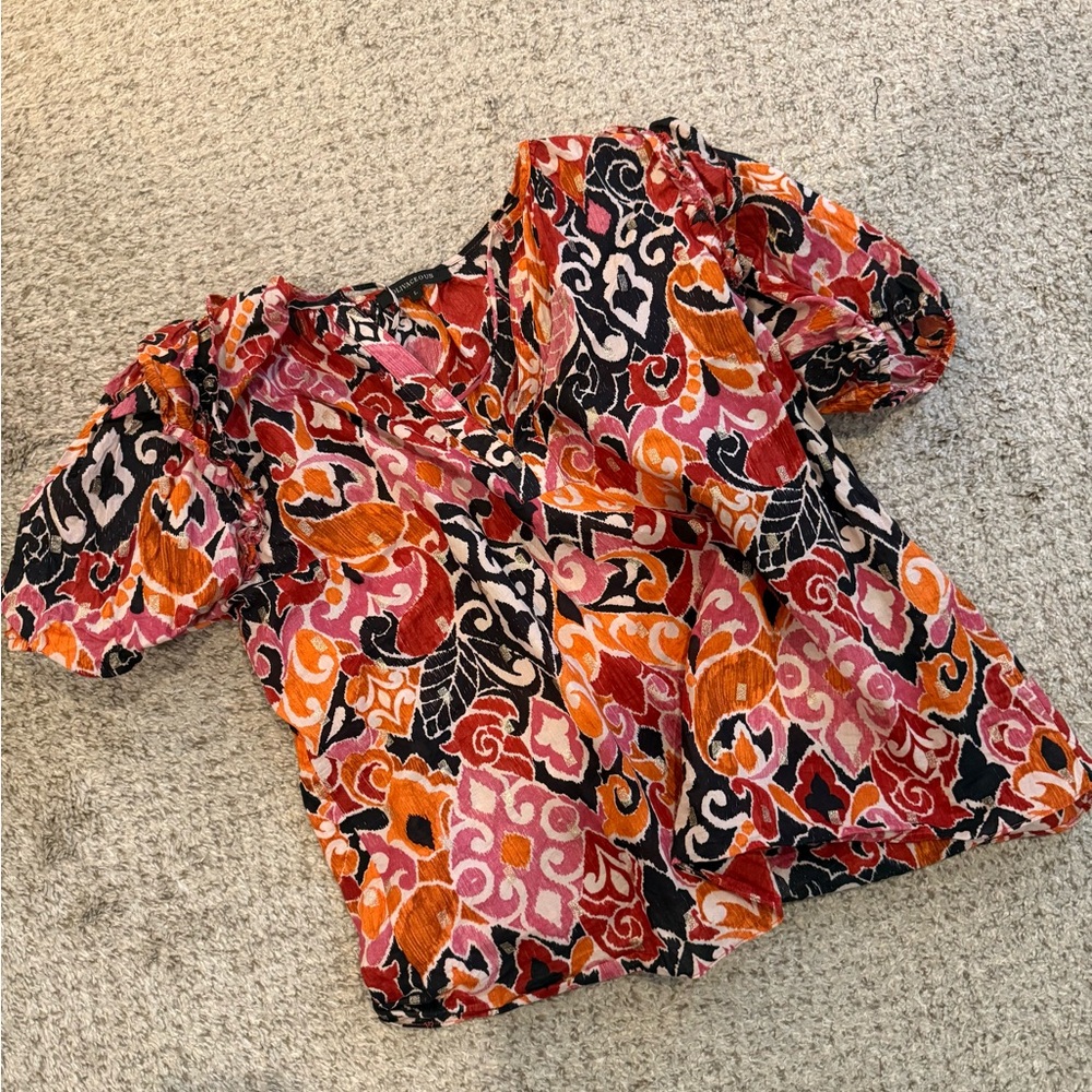 Olivaceous Multicolor Abstract Blouse